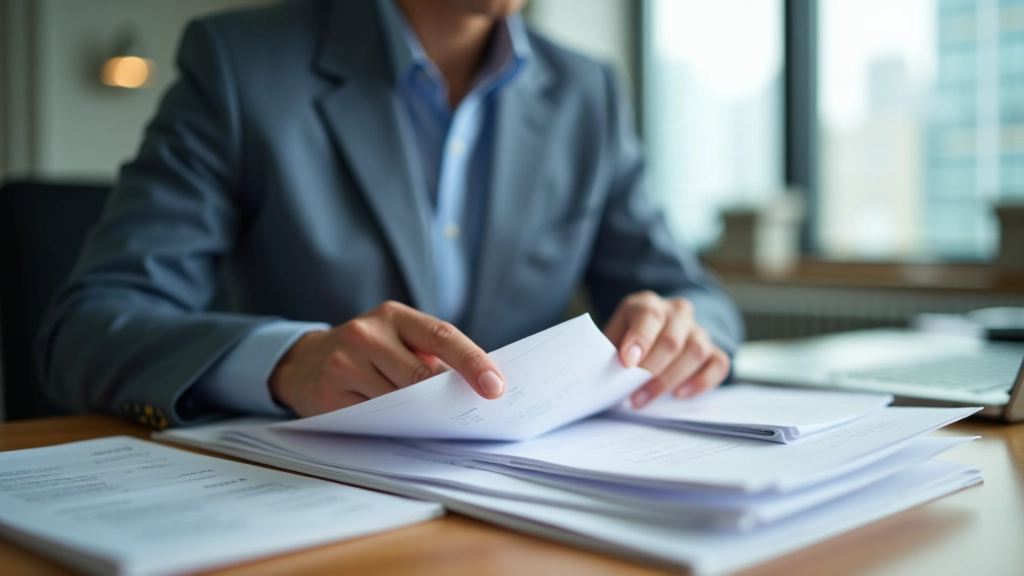 Person organizing invoices and receipts into labeled folders