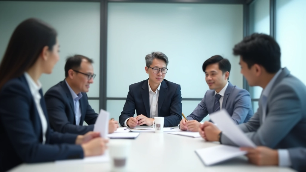Audit meeting room with professional team reviewing compliance documents and notes