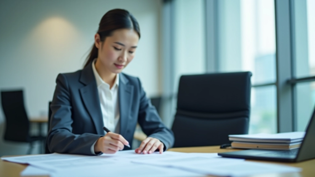 Auditor reviewing financial spreadsheets and transaction records with organized documentation on desk